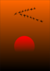 Sunset With Geese Flying Clip Art