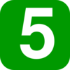 Number 5, Green, Square Clip Art