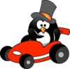 Penguin In Sportscar Clip Art