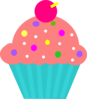 Cupcake Coral & Turquoise Clip Art