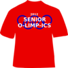 Red Senior O-limp-ics T Shirt - Bold Letteriing Clip Art