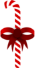 Candy Cane With Bow Clip Art