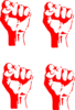 Four Red Fists  Clip Art