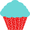 Robin Egg Blue And Red Polkadot Cupcake Clip Art