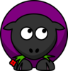 Sheep Looking Right-down Purple Clip Art