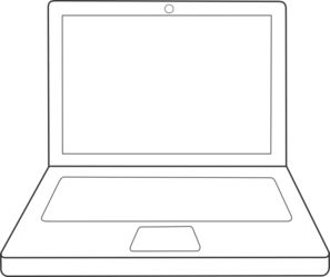 cartoon laptop black and white