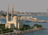 The Nuclear Powered Aircraft Carrier Uss Enterprise (cvn 65) Passes An Islamic Mosque On The Western Bank Of The Suez Canal While Transiting To The Red Sea. Clip Art