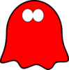 Friendly Red Ghost, Wavy Base Clip Art