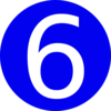 Blue, Rounded,with Number 6 Clip Art