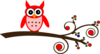 Red Owl On Branch Clip Art