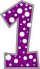 Number 1 Purple And Grey Polkadot Clip Art