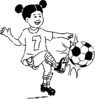 Girl Playing Football Outline Clip Art