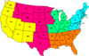 Us Color Map With Sales Cover Regions Clip Art
