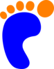 Blue Footprint With Orange Toes Clip Art