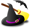 Witch Hat Broom Bat Clip Art
