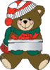 Christmas Teddy Bear With Gift Clip Art