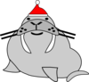 Seal Wearing Santa Clip Art