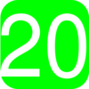 Lime Green, Rounded, Square With Number 20 Clip Art