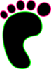 Black Left Foot With Pink And Green Clip Art