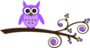 Purple Owl On Branch Brown Beak Clip Art