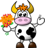 Cow With Flowers And Fork Clip Art