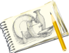 Sketchpad With Still Life, Unfilled Clip Art
