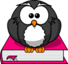 Charcoral Owl On Pink Book Clip Art