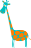 Giraffe Teal With Orange Spots Clip Art