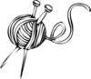 White Yarn Ball With Knitting Needles Clip Art