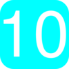 Light Blue, Rounded, Square With Number 10 Clip Art