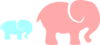 Grey Elephant Mom & Baby/pink And Blue 2 Clip Art