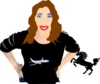 Girl Wearing A Black Shirt With A Plane Clip Art
