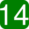 Green, Rounded, Square With Number 14 Clip Art