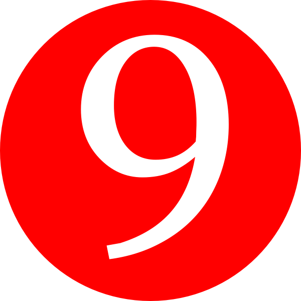 Red, Rounded,with Number 9 Clip Art at Clker.com - vector clip art online,  royalty free & public domain