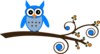 Turquoise Owl On Branch Clip Art