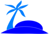Blue Palm Tree Beach W/sun Large Clip Art