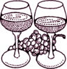 Large Wine Glasses With Grapes Maroon Clip Art
