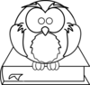 Owl On Book Black And White Clip Art