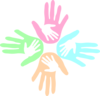 Four Colored Hands Pastel 2 Clip Art