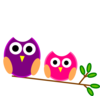 Big And Little Pink And Purple Owls Clip Art
