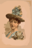 [head-and-shoulders Image Of Brunette Woman, Facing Right, Wearing Large Blue Hat] Clip Art
