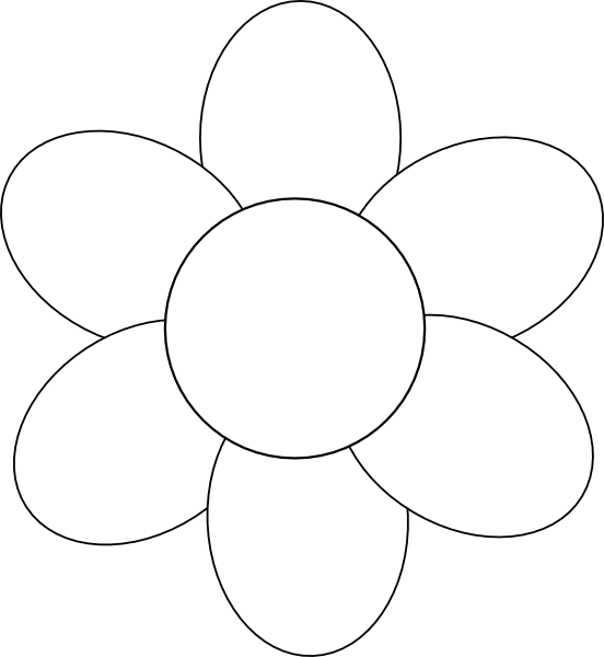 flower clip art free black and white. Flower Six Petals Black