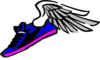 Running Shoe With Wings Blue Pink Clip Art