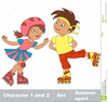 Boy Roller Skating Clipart Image