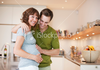 Stock Photo Happy Pregnant Woman With Her Husband In Kitchen Image