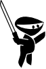 Black White Sword Boy Cartoon Ninja Clip Art