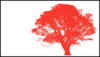Tree, Red 3 Silhouette, White Background Clip Art