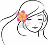 Girl With Pink Frangipani Flower Sketch Vector Illustration Image