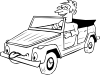 Boy Driving Car Cartoon Outline Clip Art