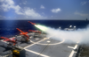 A Target Drone Is Fired Off The Flight Deck Aboard Uss Cushing (dd 985), That Will Be Used To Give The Navy An Opportunity For Real-world Target Practice Image